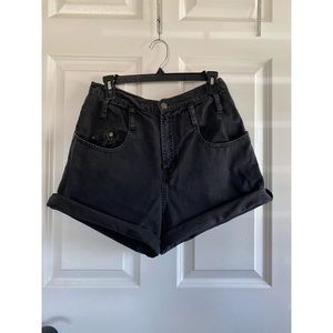 Vintage High Waisted Black Denim Shorts